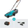 Gardena set tondeuse à gazon sans fil PowerMax 37/36V P4A, prêt à l’emploi: Tondeuse <350 m², largeur coupe 37 cm, volume bac 45 l, rég. central haut. coupe, moteur PowerPlus mode éco (14638-20)(30cm)