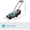 Gardena tondeuse à gazon électrique PowerMax 32/1200 G2: Tondeuse <300 m², puissance 1 200 W, largeur coupe 32 cm, volume bac 30 l, hauteur coupe 35–65 mm, poignée ErgoTec, rabattable (14633-20)