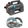Gardena Pompe de jardin 4100 Silent Set :Pompe d&rsquo;irrigation très silencieuse et innovante avec kit d&rsquo;aspiration de 3,5 m et tuyau classique de 20 m, débit 4100 l/h, moteur 550 W, étanche(9051-20)