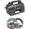 Gardena Pompe de jardin 4200 Silent Set :Pompe d&rsquo;irrigation très silencieuse et innovante avec kit d&rsquo;aspiration de 3,5 m et tuyau classique de 20 m, débit 4200 l/h, moteur 600 W, étanche(9055-20)