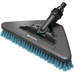 Gardena Cleansystem Brosse à manche dure flex : brosse pour nettoyer les surfaces peu sensibles, forme triangulaire, poils durs, raccord au manche Cleansystem, grandes surfaces (18814-20)