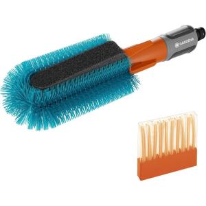 Gardena Cleansystem Brosse de lavage pour vélo set: brosse de lavage pour nettoyer les vélos, les remorques ou les poussettes, éponge remplaçable incluse, avec débit réglable (18865-34)