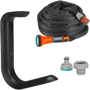 Gardena Liano Rangement de tuyau TapFix: Permet de ranger un tuyau Liano jusqu’à 20 m, montage sans vis, résistant aux UV et au gel, compatible avec filetage G 1, G 3/4 et G ½ pouces (18590-20)(15m + TapFix)