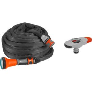 Gardena Liano Rangement de tuyau TapFix: Permet de ranger un tuyau Liano jusqu’à 20 m, montage sans vis, résistant aux UV et au gel, compatible avec filetage G 1, G 3/4 et G ½ pouces (18590-20)(10m + lance d&rsquo;arrosage + adaptateur)