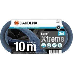 Gardena kit Liano Xtreme 1/2 pouce, 10 m: Tuyau d’arrosage textile extrêmement robuste, pour robinets d’eau intérieurs, avec intérieur en PVC, léger, résistant aux intempéries (18460-20)