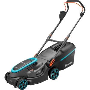 Gardena set tondeuse à gazon sans fil PowerMax 37/36V P4A, prêt à l’emploi: Tondeuse <350 m², largeur coupe 37 cm, volume bac 45 l, rég. central haut. coupe, moteur PowerPlus mode éco (14638-20)(37cm)