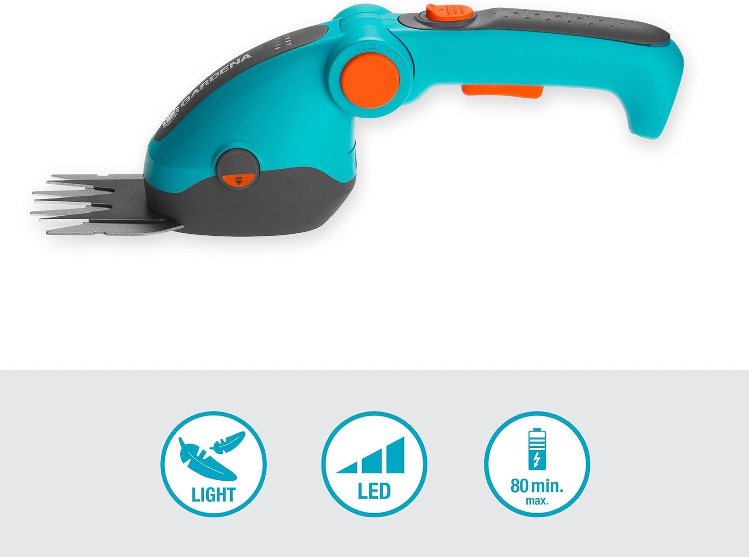 imageCisaille Gazon sans Fil Gardena ComfortCut Li cisaille Gazon avec Largeur de Coupe de 8 cm poigne Confort rglable avec Affichage LED Changement de Lame sans Outils 988720