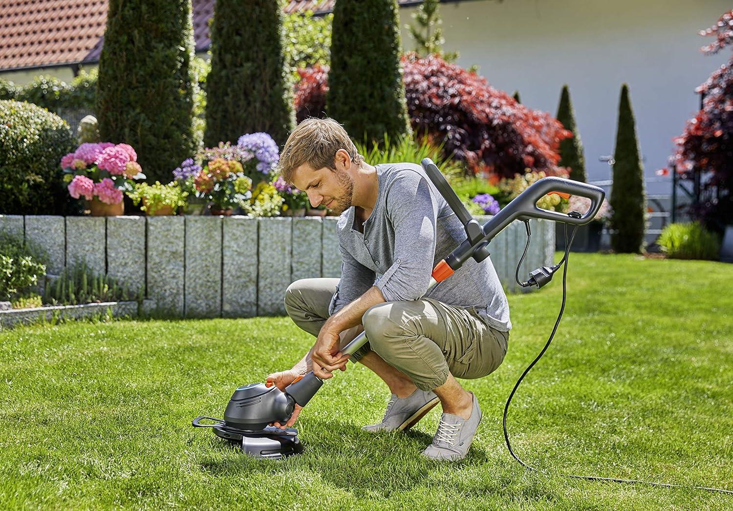 imageCoupebordures lectrique PowerCut 65028 Gardena cercle de coupe 280 mm poigne tlescopique rglable tte de coupe pivotante et articule trier de protection des plantes rabattable 987420 28cm 550W performance