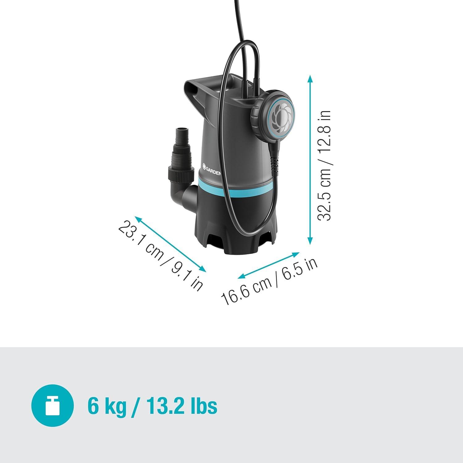 imageGARDENA Pompe submersible pour eaux uses 20000 Basic 20 000 lh avec interrupteur flotteur 0901747