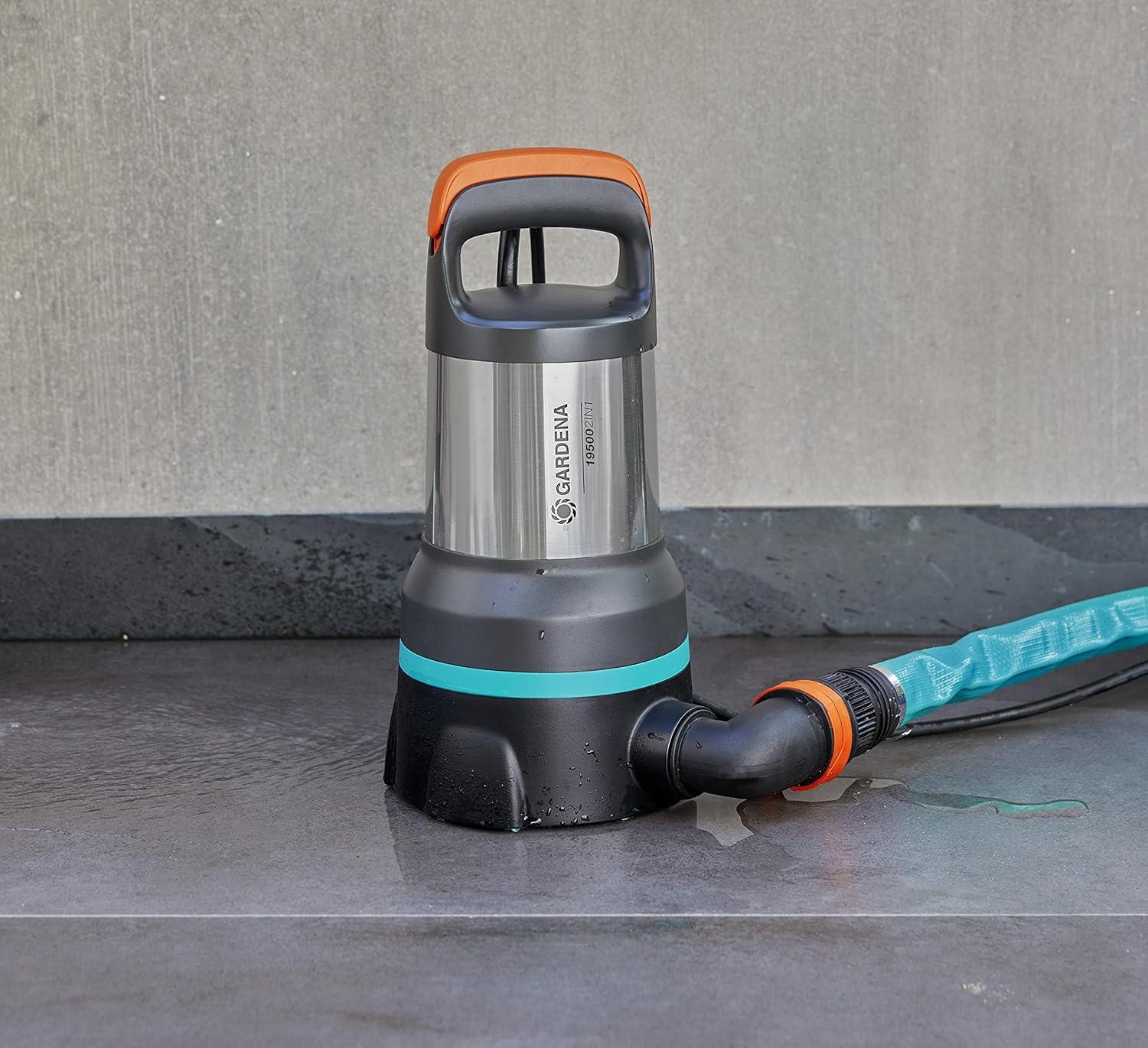 imageGARDENA Pompe vac subm eaux clairescharges 15000 pompe vacuation combine dbit 15000 lh aspir plat jsq 1 mm et jsq granulom 35 mm 550 W 0904820