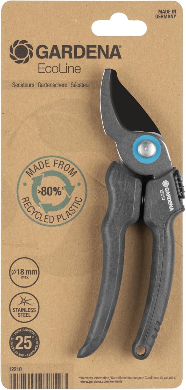 imageGardena EcoLine Scateur Scateur durable avec coupe bypass essuielame et coupefil 18 mm de diamtre de coupe poigne ergonomique 122102018mm