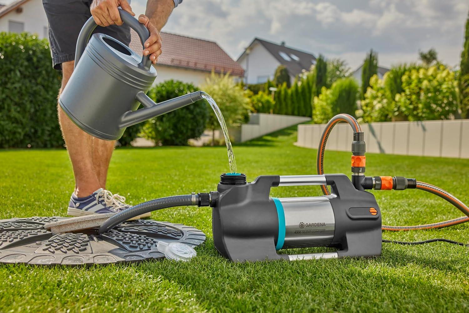 imageGardena Pompe de jardin 6300 SilentComfort pompe darrosage trs silencieuse contrlable via une application dbit 6300 lh protection contre la marche sec acier inoxydable 905820