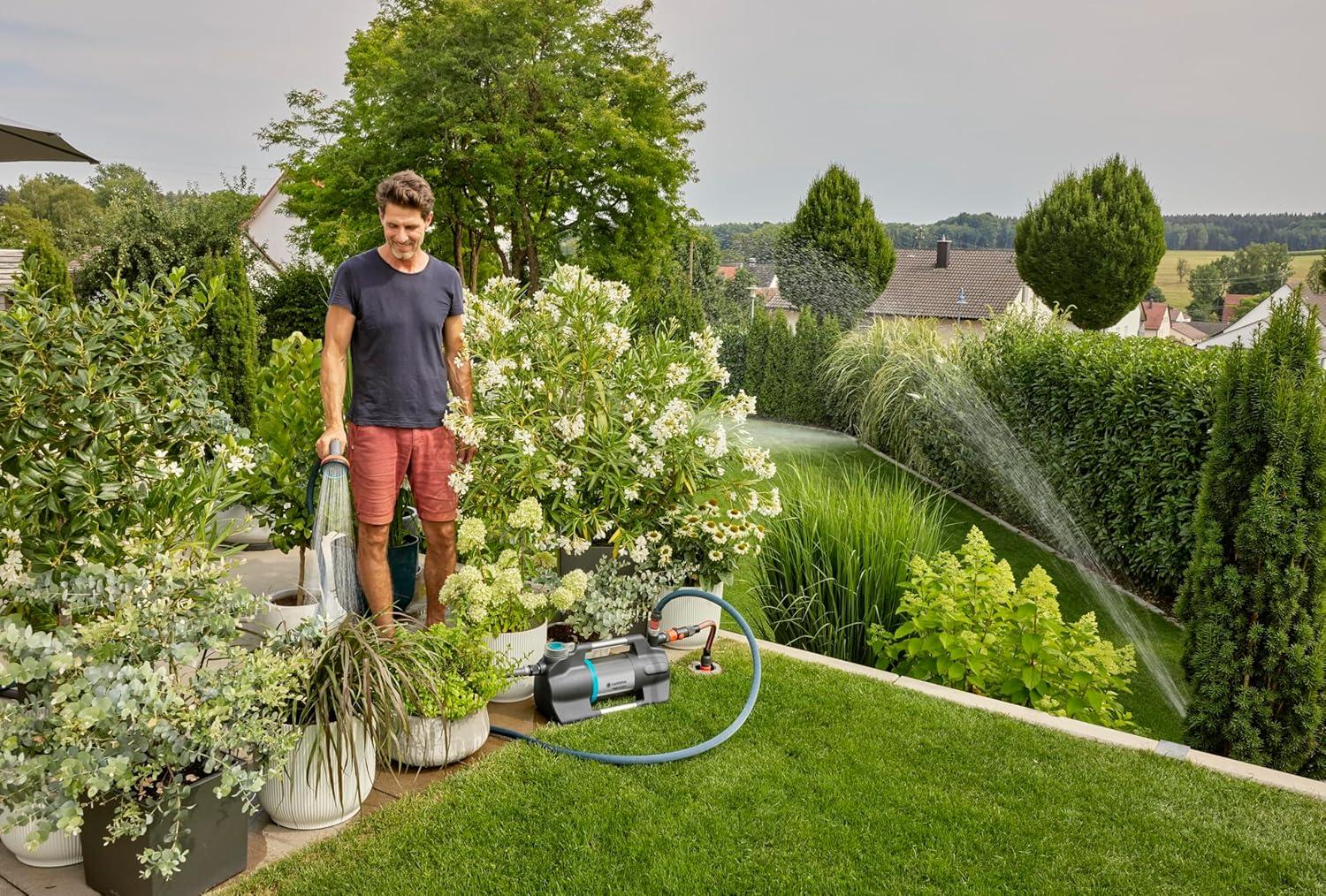 imageGardena Pompe de jardin 6300 SilentComfort pompe darrosage trs silencieuse contrlable via une application dbit 6300 lh protection contre la marche sec acier inoxydable 905820