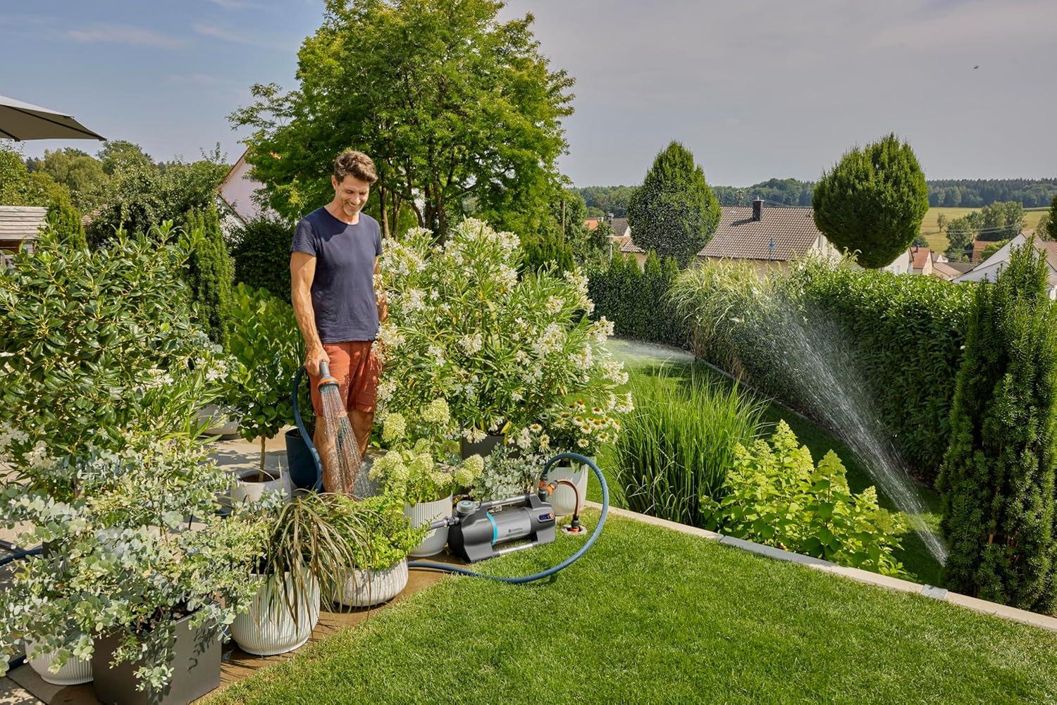 imageGardena Pompe de jardin 6500 SilentComfort pompe darrosage trs silencieuse contrlable via une application dbit 6500 lh protection contre la marche sec acier inoxydable 905920