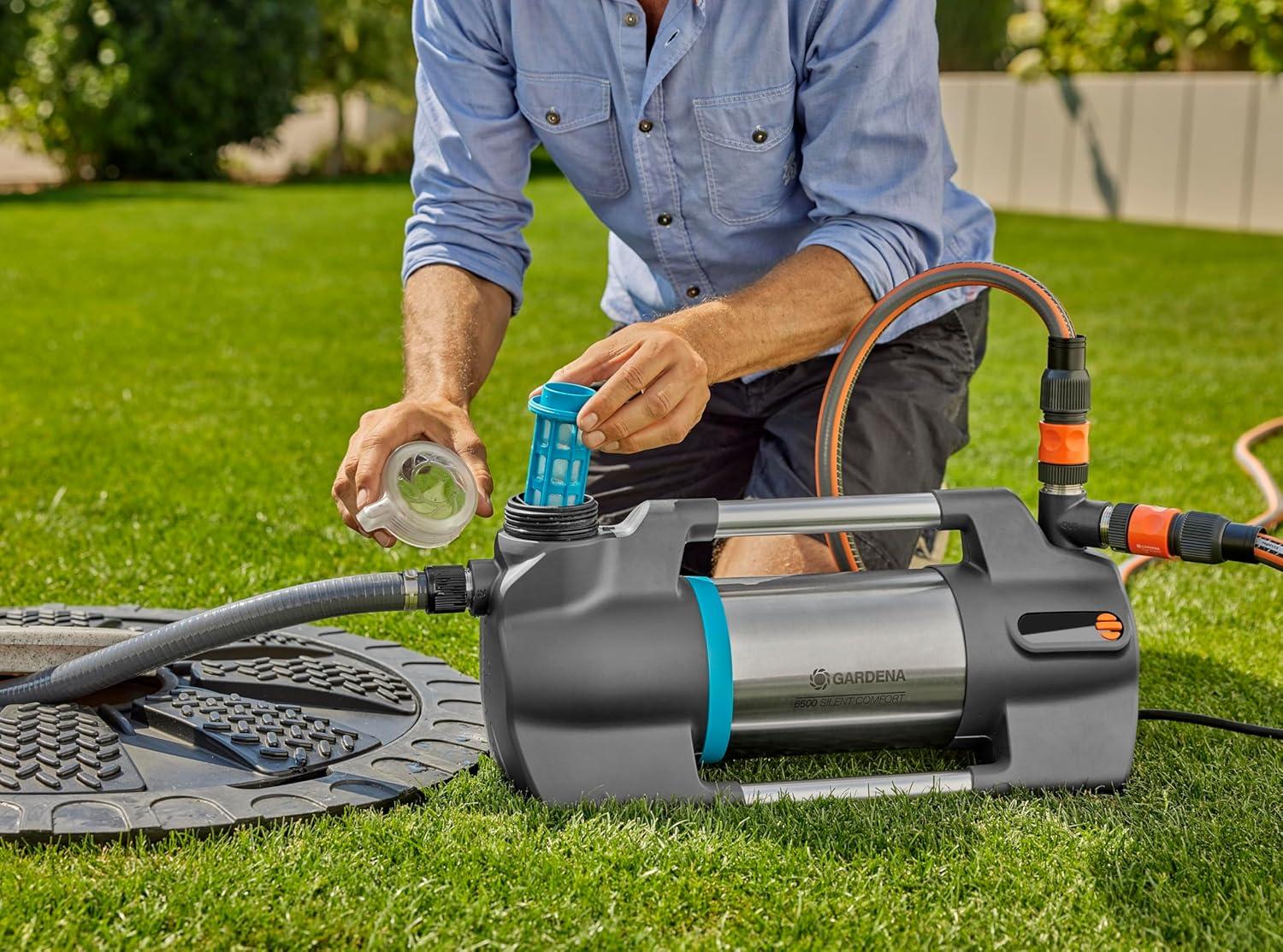 imageGardena Pompe de jardin 6500 SilentComfort pompe darrosage trs silencieuse contrlable via une application dbit 6500 lh protection contre la marche sec acier inoxydable 905920