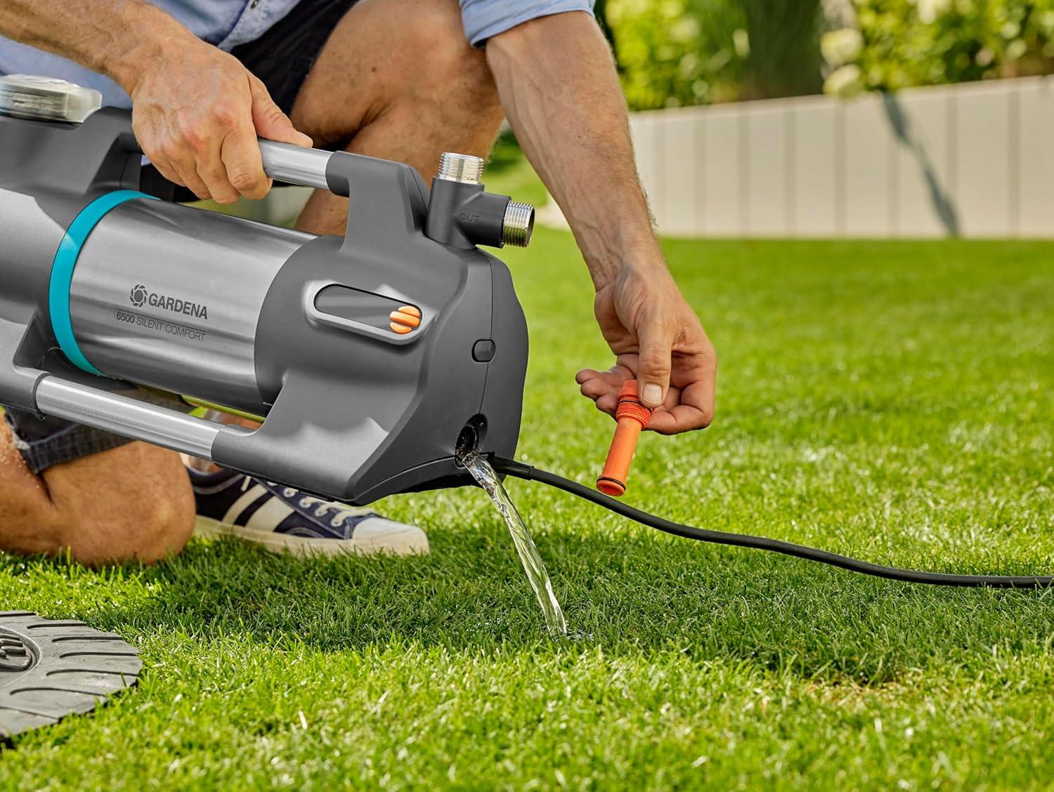 imageGardena Pompe de jardin 6500 SilentComfort pompe darrosage trs silencieuse contrlable via une application dbit 6500 lh protection contre la marche sec acier inoxydable 905920