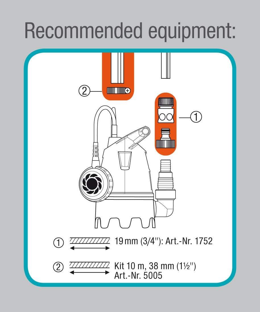 imageGardena Pompe submersible pour eaux uses 10500 Basic Pompe submersible dbit de 10 500 lh Interrupteur flotteur rglable avec fonction de fonctionnement continu 900847