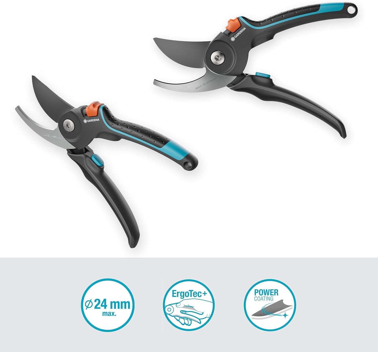 imageGardena Scateur de jardin PremiumCut Pro coupe enclume pour bois sec diamtre de coupe 24 mm poignes ergonomiques lames PowerCoating fabriqu en Allemagne 1225020Ouverture des poignes fixes