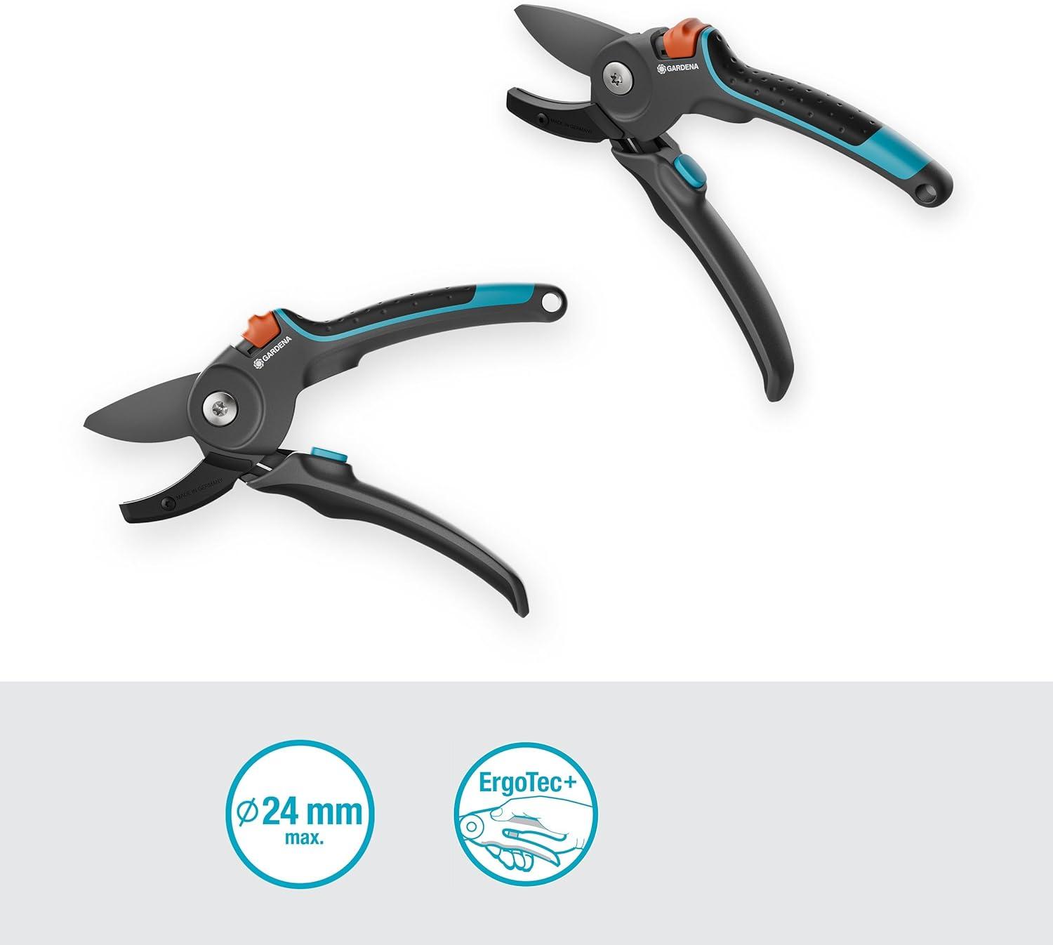 imageGardena Scateur de jardin PremiumCut Pro coupe enclume pour bois sec diamtre de coupe 24 mm poignes ergonomiques lames PowerCoating fabriqu en Allemagne 1225020Ouverture des poignes fixes