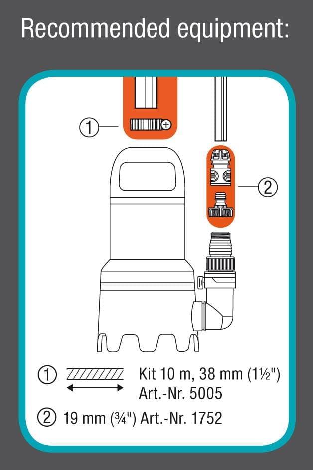 imagePe vac sub 9000 Gardena Ppe sub ac dbit 9 000 lh fonct auto com flot ac fonction continu partic salet 25 mmsyst rac rapide 300 W 904020