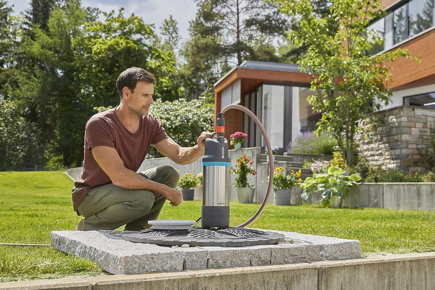 imagePompe immerge Gardena 59004 inox pompe immerge auto dbit de 5 900 lh avec filtre impurets fonctionnement silencieux protection contre le fonctionnement sec intgr 1768205900 lh avec automatique