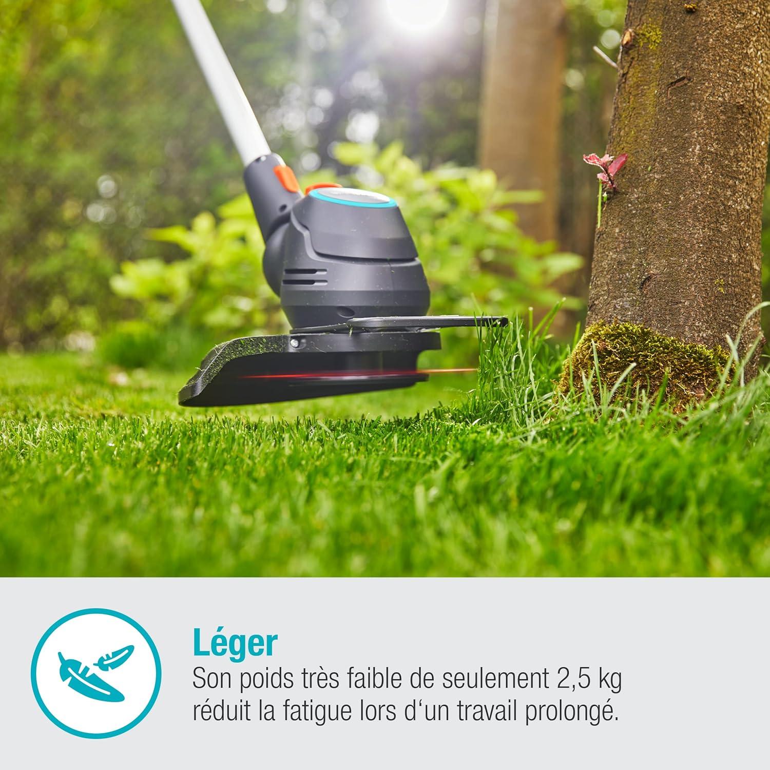 imageSet coupebordureshaie sans fil ComfortCut 2318 V P4A Gardena Dbroussailleuse avec cercle de coupe 230 mm manche tlesc et tte de taille pivotante etbatterie 18 V P4A 1470120avec batterie
