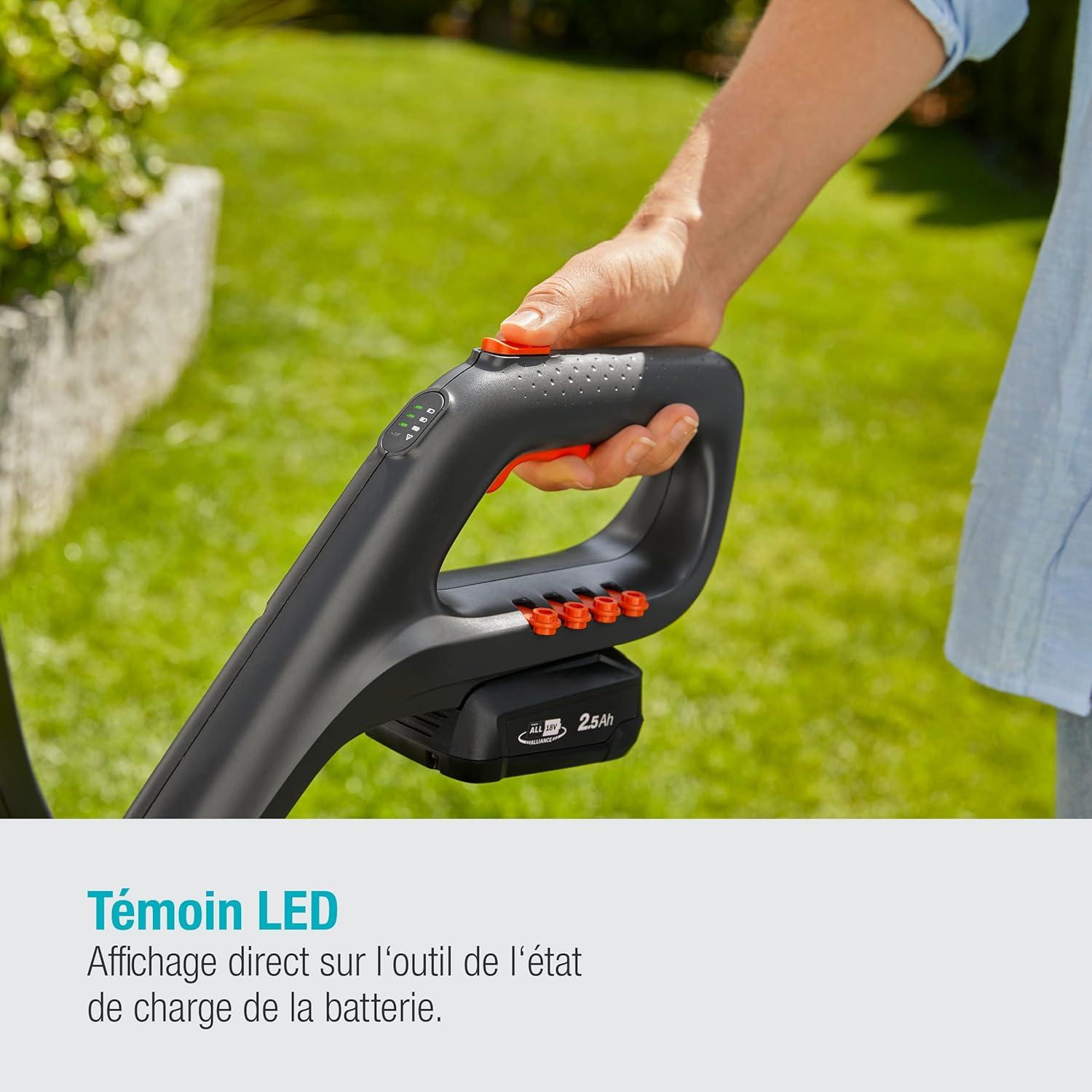 imageSet coupebordureshaie sans fil ComfortCut 2318 V P4A Gardena Dbroussailleuse avec cercle de coupe 230 mm manche tlesc et tte de taille pivotante etbatterie 18 V P4A 1470120avec batterie