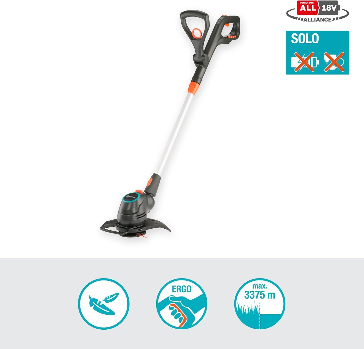 imageSet coupebordureshaie sans fil ComfortCut 2318 V P4A Gardena Dbroussailleuse avec cercle de coupe 230 mm manche tlesc et tte de taille pivotante etbatterie 18 V P4A 1470120sans batterie