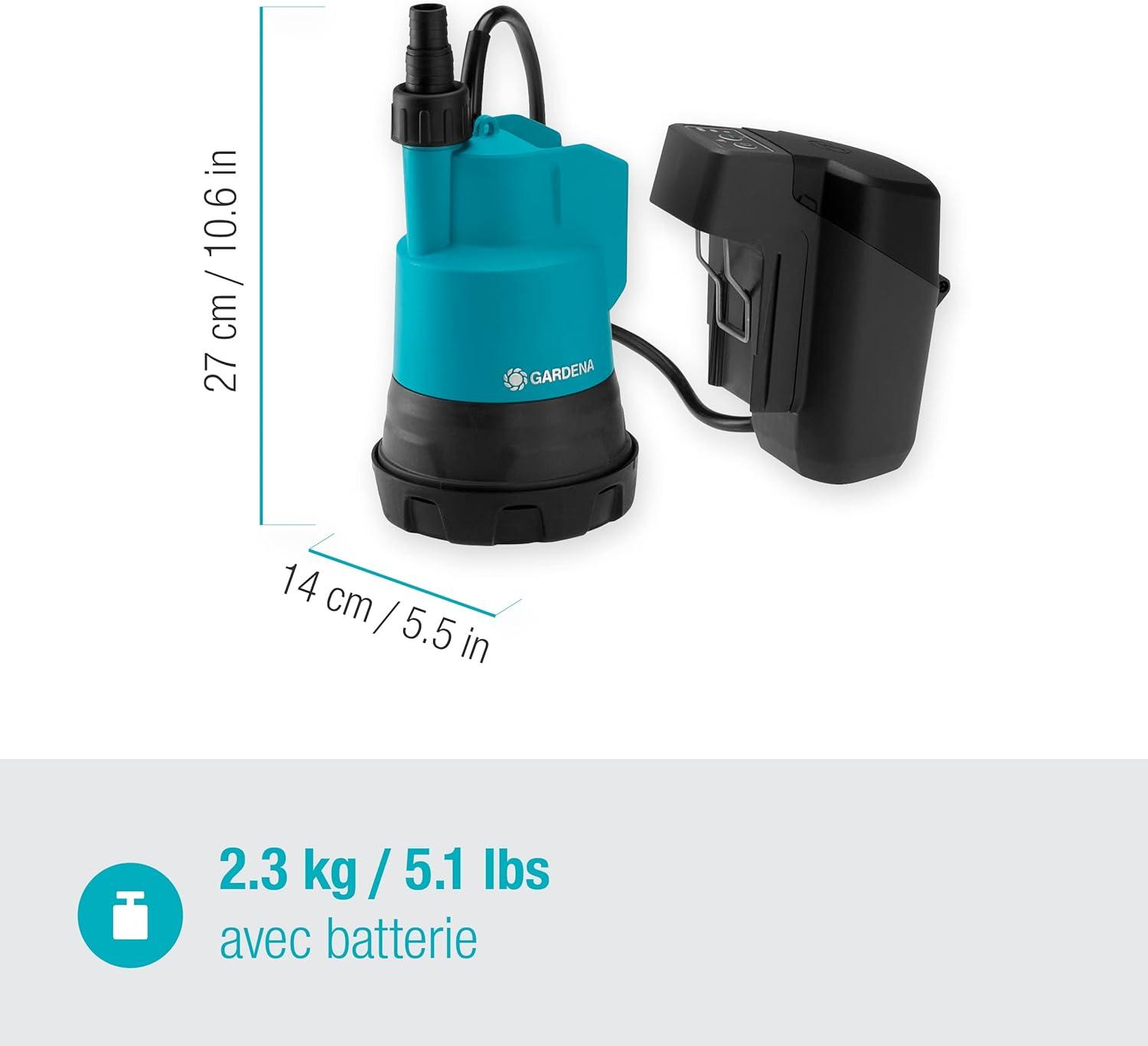 imageSet ppe dvac sub ss fil 20002 18 V P4A Gardena Ppe vac sub s fil aspir plat filtre protec marche sec dbit max 2 000 lh ac batterie 18 V P4A 1460061avec batterie