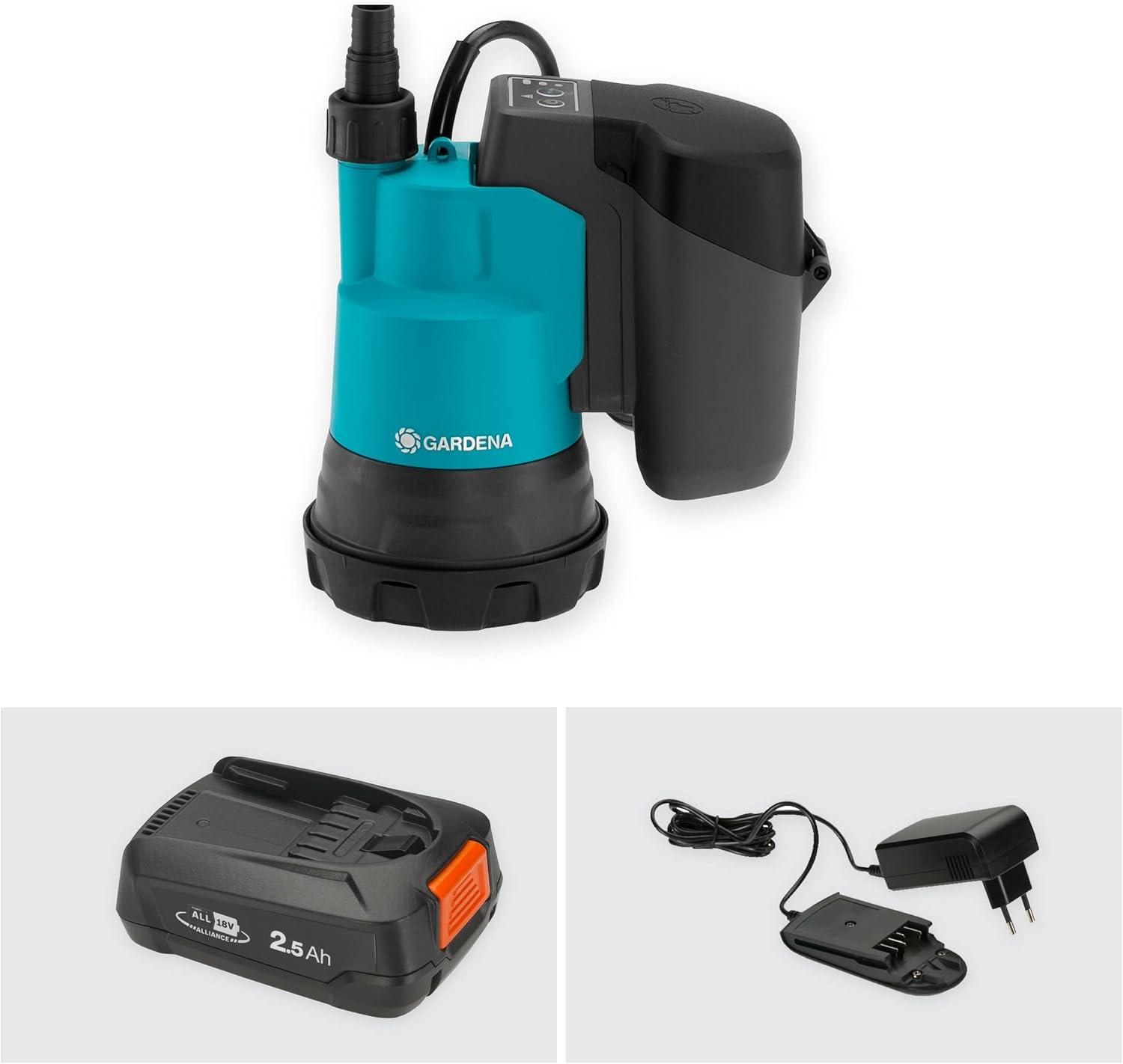 imageSet ppe dvac sub ss fil 20002 18 V P4A Gardena Ppe vac sub s fil aspir plat filtre protec marche sec dbit max 2 000 lh ac batterie 18 V P4A 1460061avec batterie