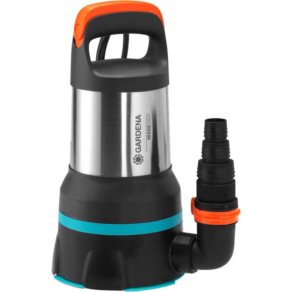 imagePpe vac sub eaux clairesus 19500 Aquasensor Gardena Pompe vac ac dbit 19 500 lh fonction Aquasensor aspiration plat j1 mm granulomtrie 35 mm 860 W 0904920