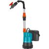 Pompe pour collecteur d’eau de pluie Gardena 4700/2 inox avec câble : pompe immergée, filtre intégré, débit 4 700 l/h, boîtier inox, vanne de régulation pour la quantité d’eau (1764-20)(2.000 l/h – avec Batterie)