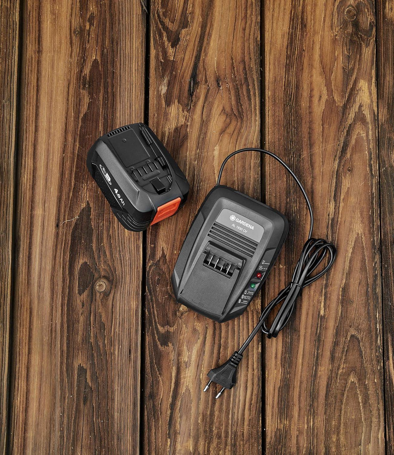 imageGardena Chargeur rapide AL 1830 CV Convient toutes les batteries du systme 18V POWER FOR ALL temps de charge de batterie 25 Ah de 60 minutes affichage LED de ltat de la batterie 149012018V2 0Ah Ladegert