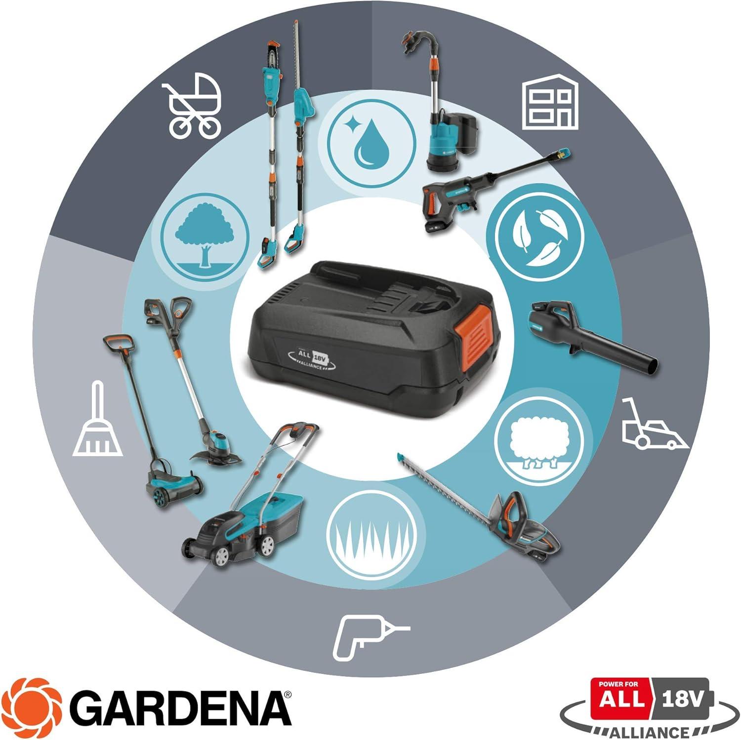 imageGardena Chargeur rapide AL 1830 CV Convient toutes les batteries du systme 18V POWER FOR ALL temps de charge de batterie 25 Ah de 60 minutes affichage LED de ltat de la batterie 149012018V2 0Ah Ladegert