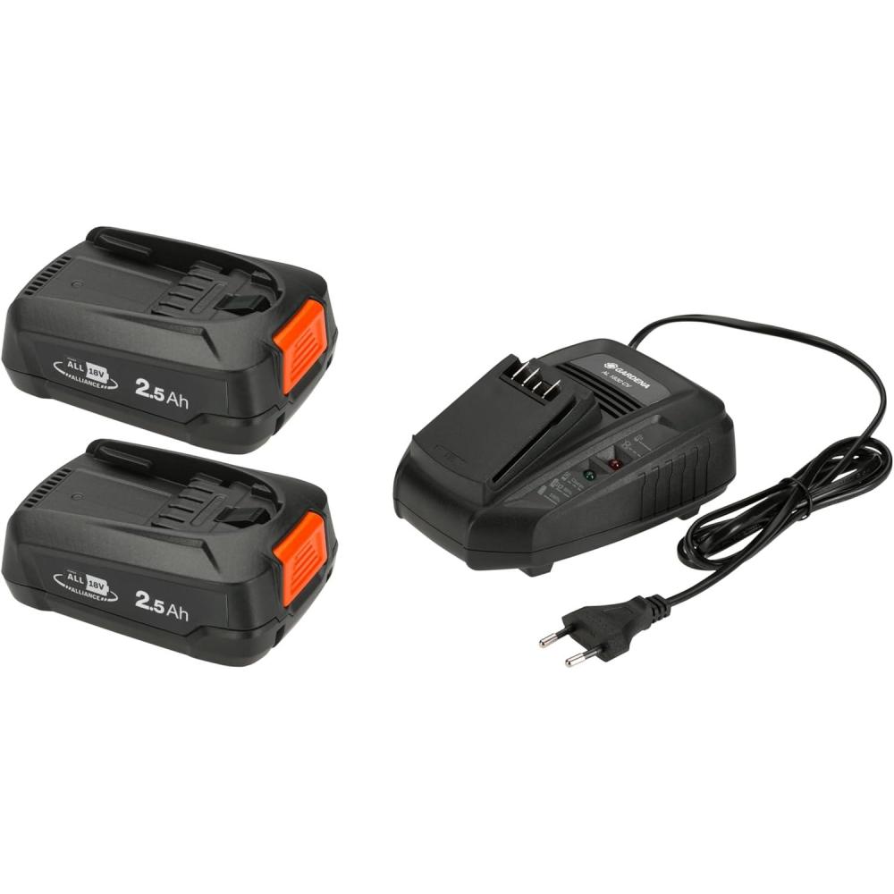 imageGardena Starter kit P4A 2 x PBA 18V45 AL 1830 CV Pour tous les appareils courant Power For All temps de charge de 60 minutes fonction Ready to Go 25 Ah 14907202 5 Ah