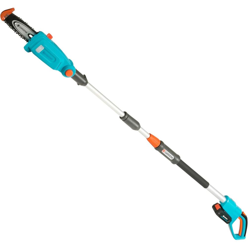 imageGardena set scateur ssfil tlescopique TCS 2018 V P4A prt  lemploi lagueuseporte maximale de 4 m longueur de la lame 20 cm tte inclinable avec batterie 18 V P4A et sangle 1477020avec batterie