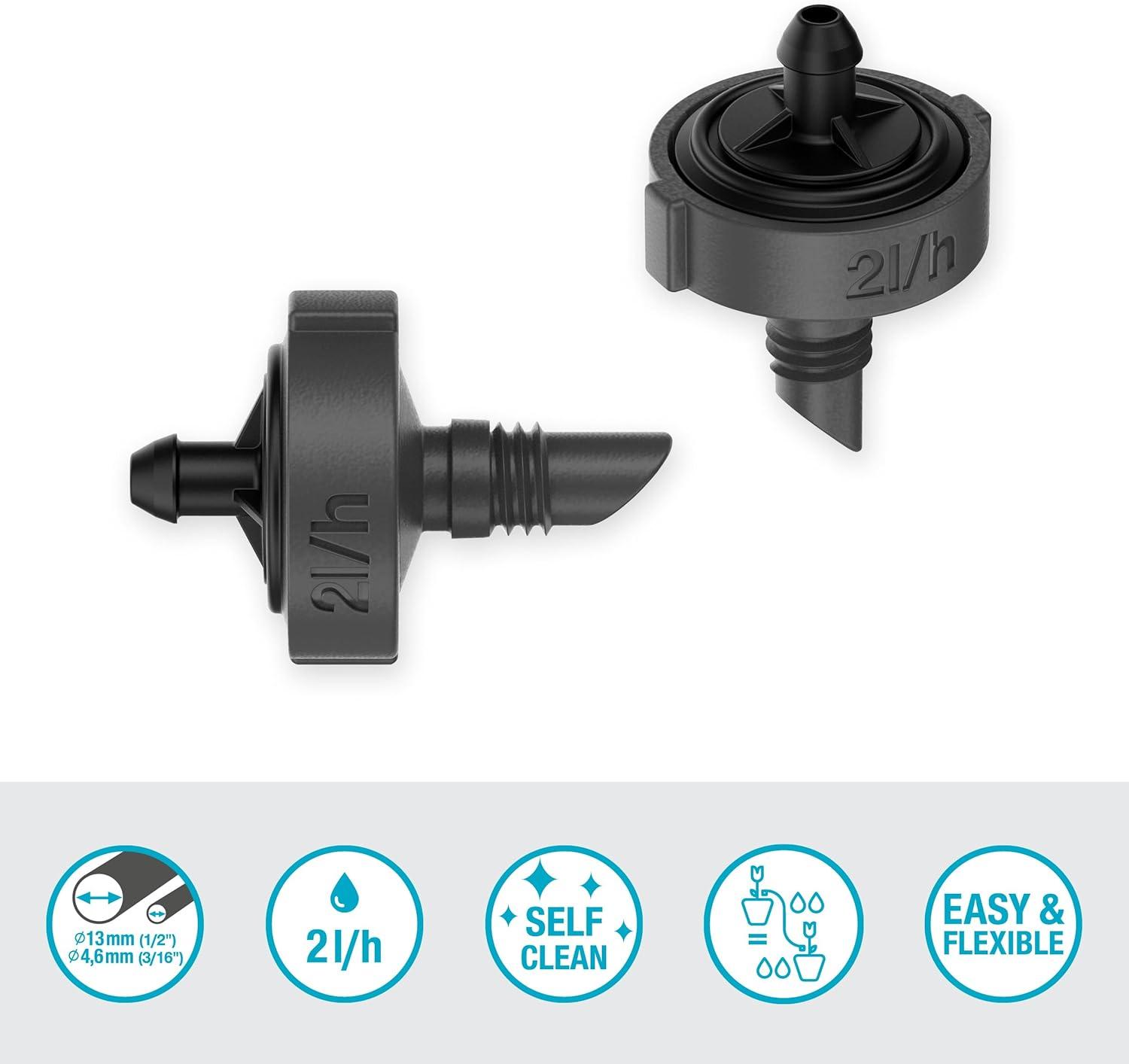 imageGardena goutteur en ligne systme micro drip 2 lh rgulation de pression Goutteur dextrmit pour plantes individuelles avec diffrentes hauteurs de pot constant de 05 4 bars 1330220