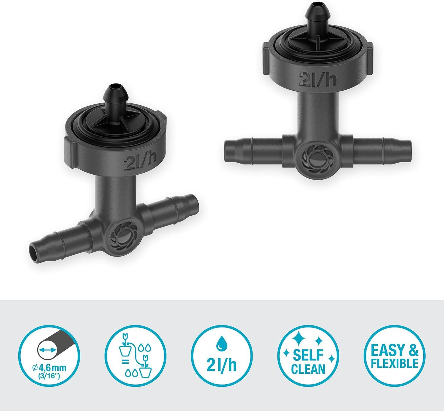 imageGardena goutteur en ligne systme micro drip rgulation de pression Goutteur pour systme darrosage auto pour ranges de plantes avec diff hauteurs de pots raccordement simple 1331220
